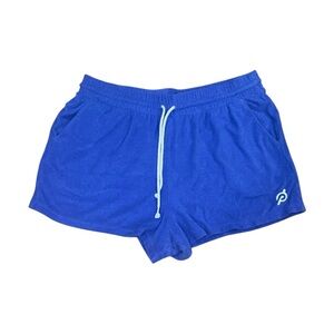 Peloton blue/purple terry cloth shorts